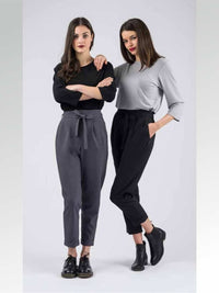 Pantaloni estetista microfibra con fiocco Loren