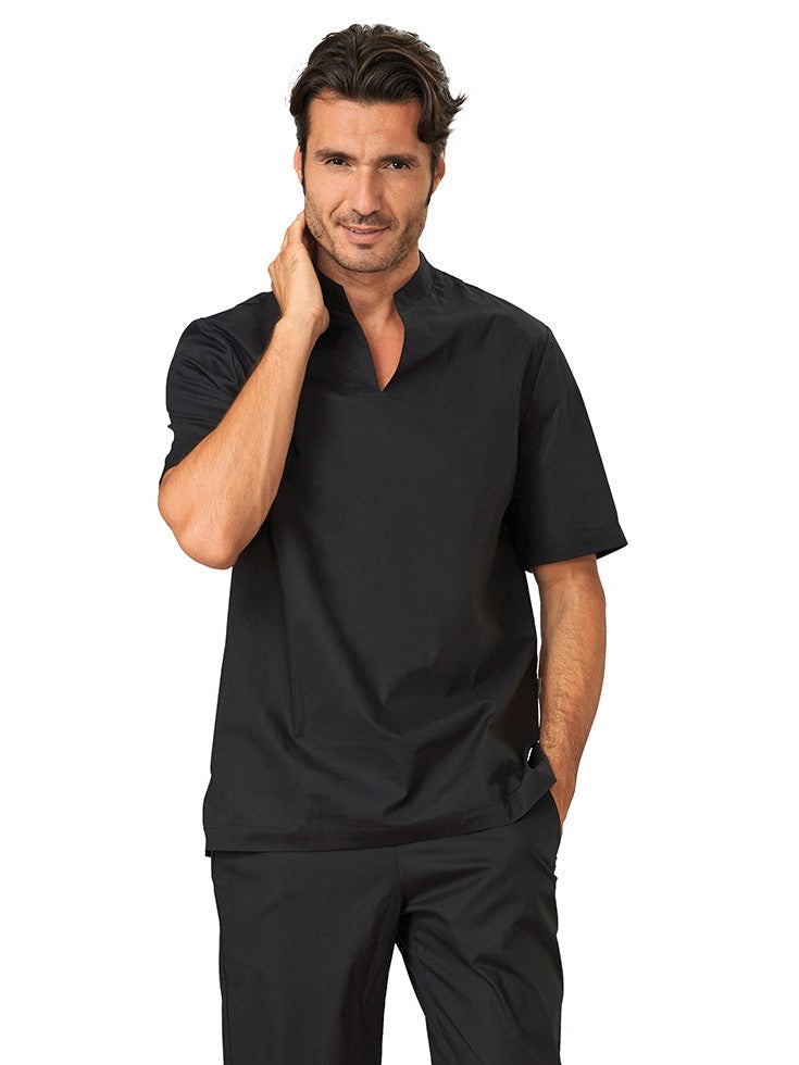 Casacca-girocollo-manica-corta-uomo-nera
