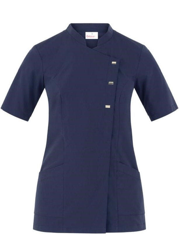Giblor-casacca-Greta-collo-coreana-manica-corta-blu-24P02K394