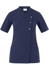 Giblor-casacca-Greta-collo-coreana-manica-corta-blu-24P02K394