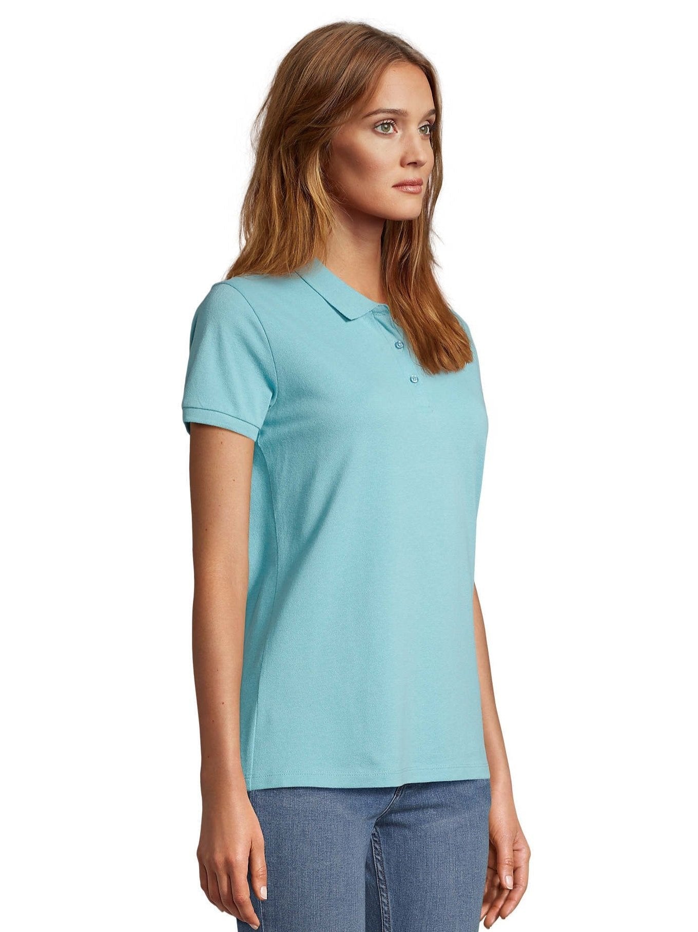 Polo-donna-maniche-corte-azzzurra