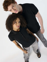 Polo-uomo-donna-nero-manica-corta