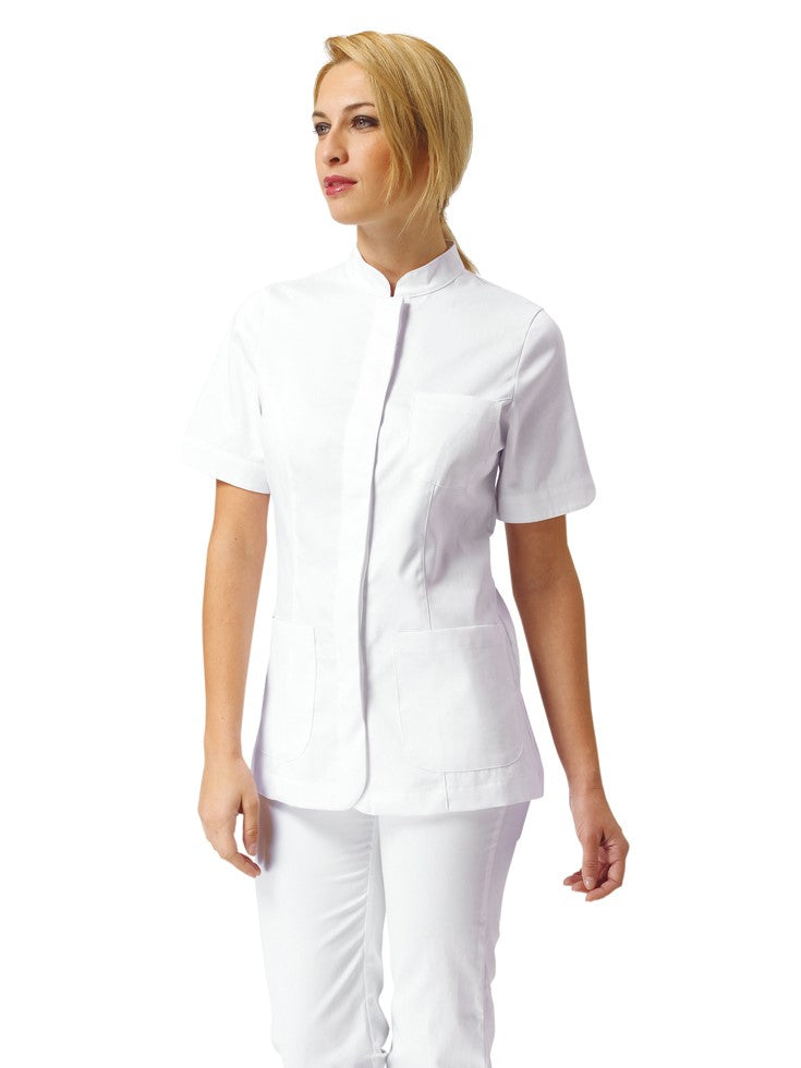 casacca-donna-manica-corta-collo-coreana-estetica-bianca