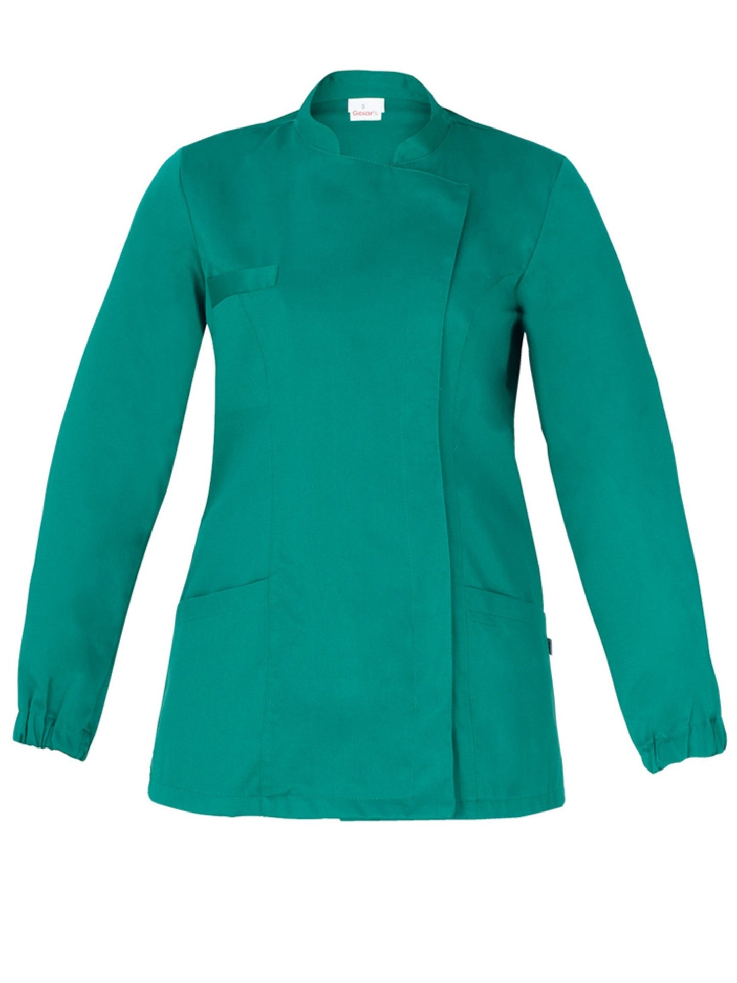 giblors-casacca-donna-manica-lunga-bottoni-nascosti-verde-medicale-17p03k329