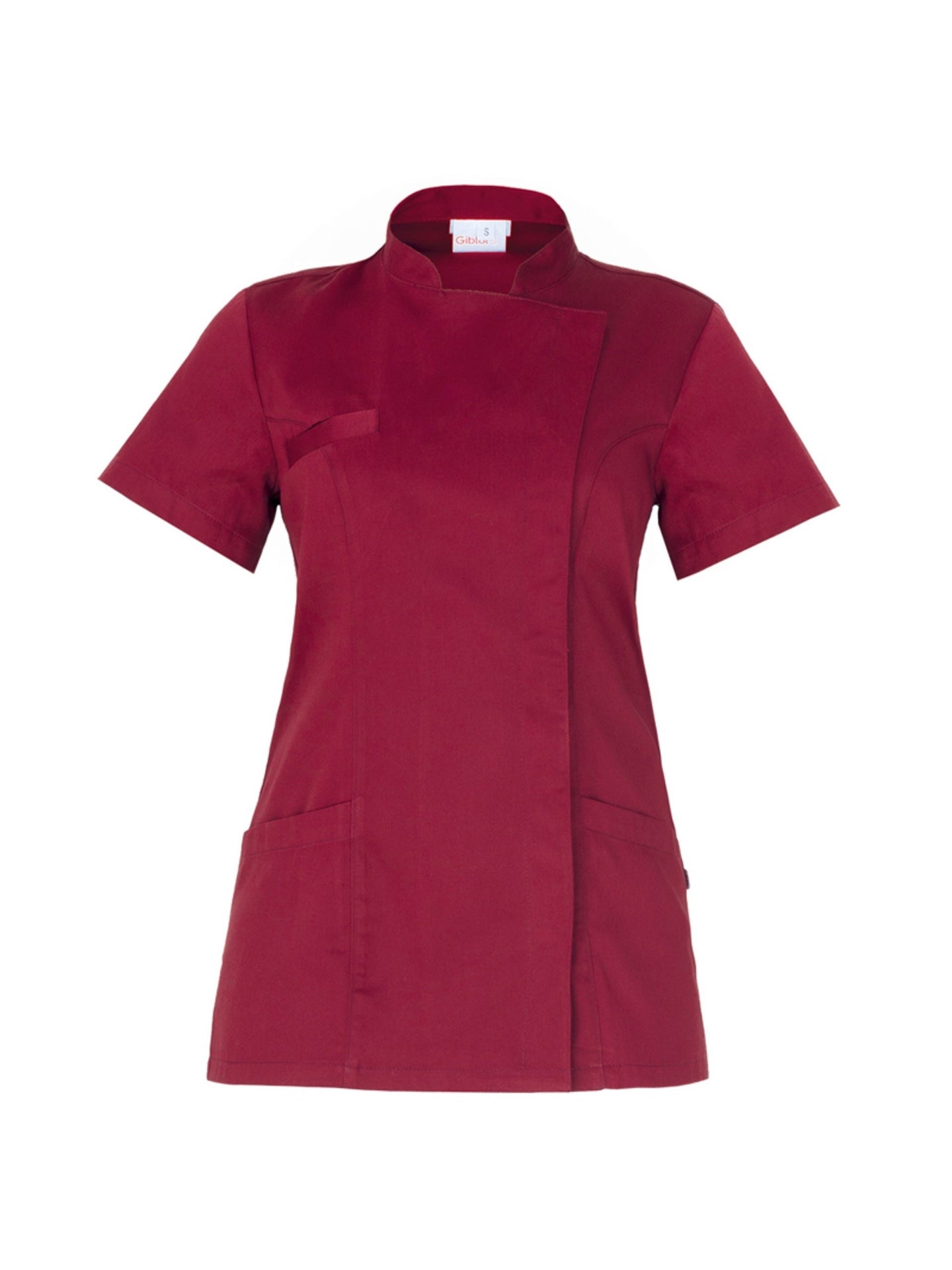 giblors-casacca-tati-donna-manica-corta-bottoni-nascosti-bordeaux-12p03k269