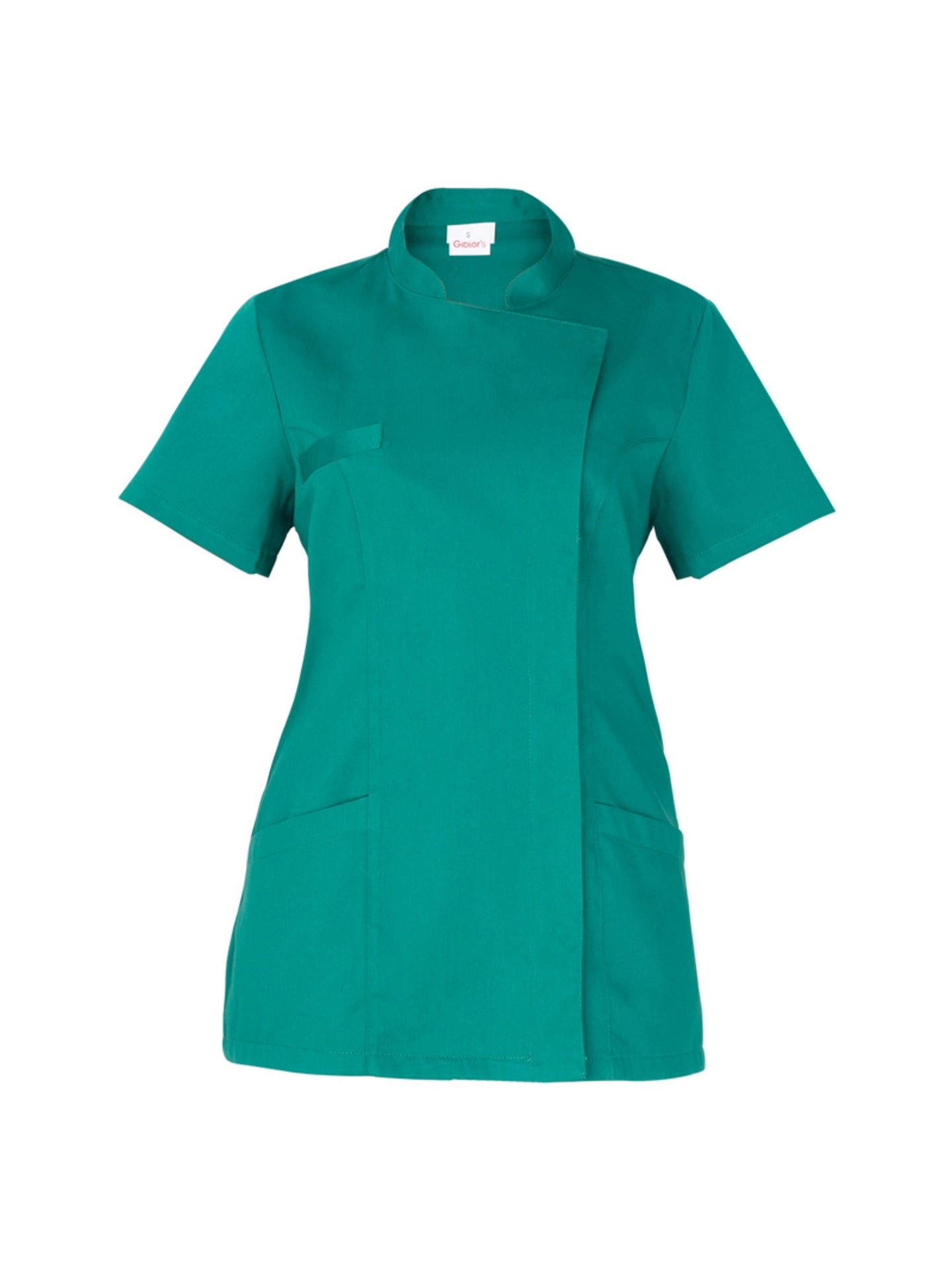 giblors-casacca-tati-donna-manica-corta-bottoni-nascosti-verde-medicale-17p03k494